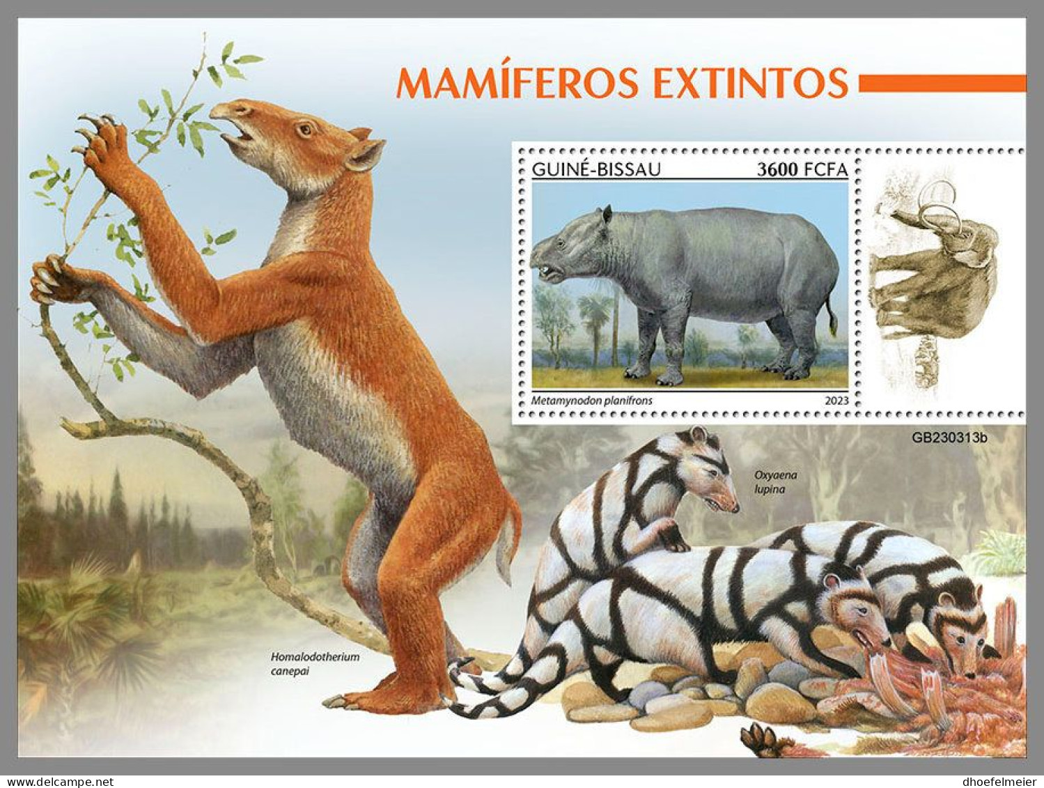 GUINEA-BISSAU 2023 MNH Extinct Mammals Ausgestorben Säugetiere S/S – IMPERFORATED – DHQ2416 - Préhistoriques