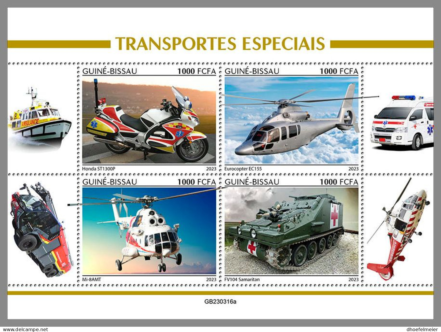 GUINEA-BISSAU 2023 MNH Special Transport Helicopter Hubschrauber M/S – IMPERFORATED – DHQ2416 - Helikopters