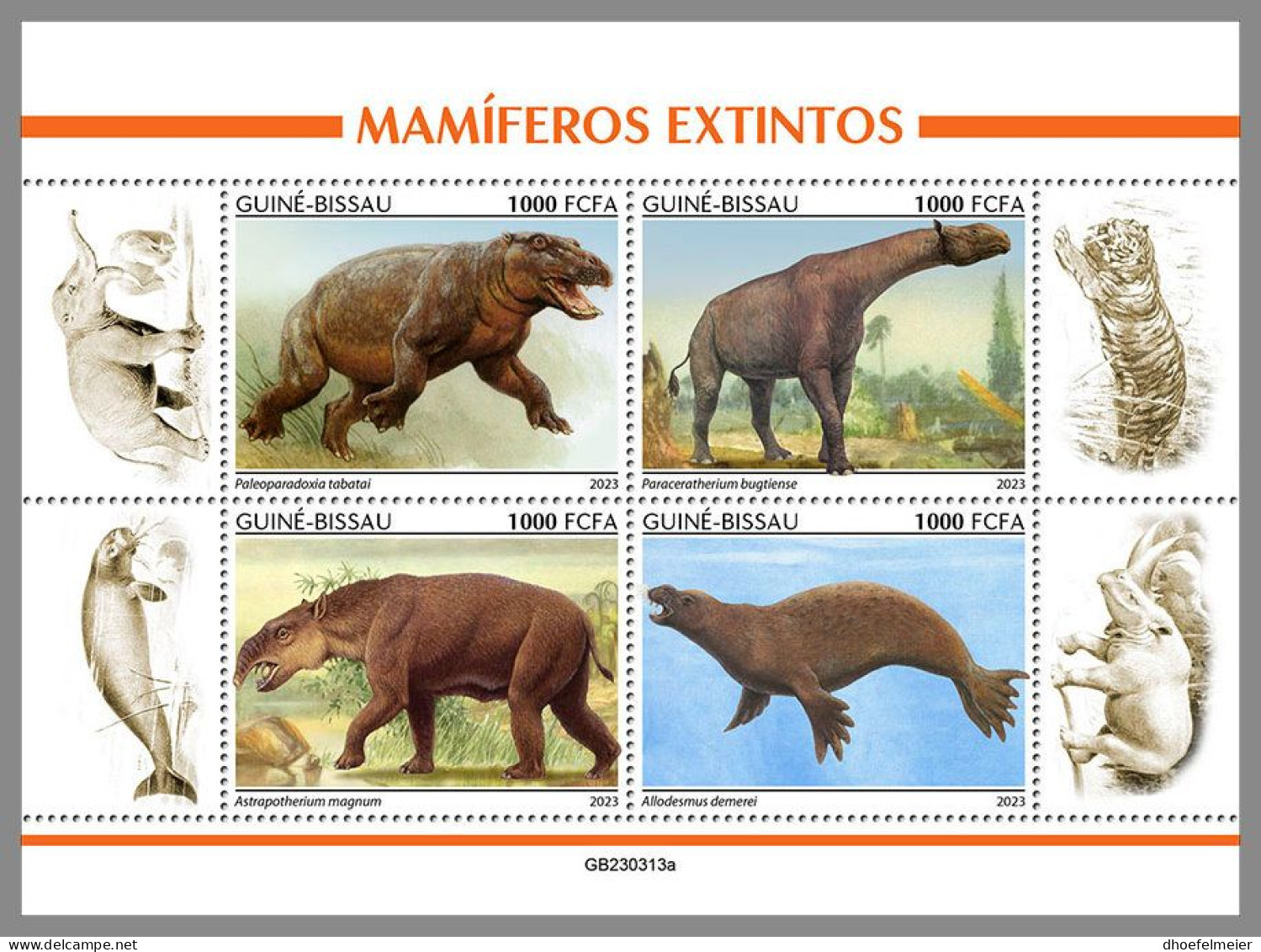 GUINEA-BISSAU 2023 MNH Extinct Mammals Ausgestorben Säugetiere M/S – IMPERFORATED – DHQ2416 - Préhistoriques