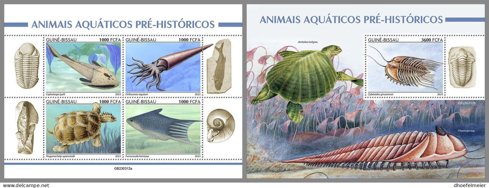 GUINEA-BISSAU 2023 MNH Preh. Water Animals Wassersaurier M/S+S/S – IMPERFORATED – DHQ2416 - Préhistoriques