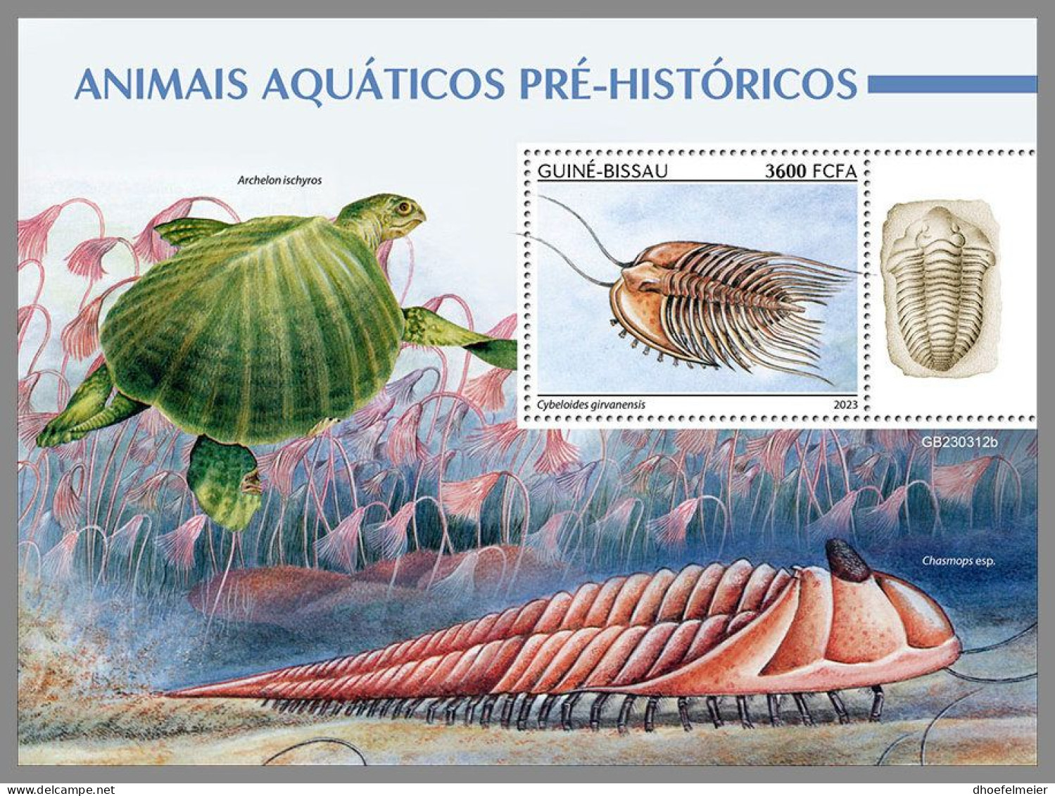 GUINEA-BISSAU 2023 MNH Preh. Water Animals Wassersaurier S/S – IMPERFORATED – DHQ2416 - Prehistorisch