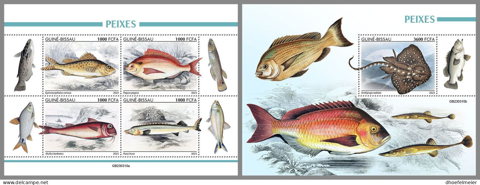 GUINEA-BISSAU 2023 MNH Fishes Fische M/S+S/S – IMPERFORATED – DHQ2416 - Fishes
