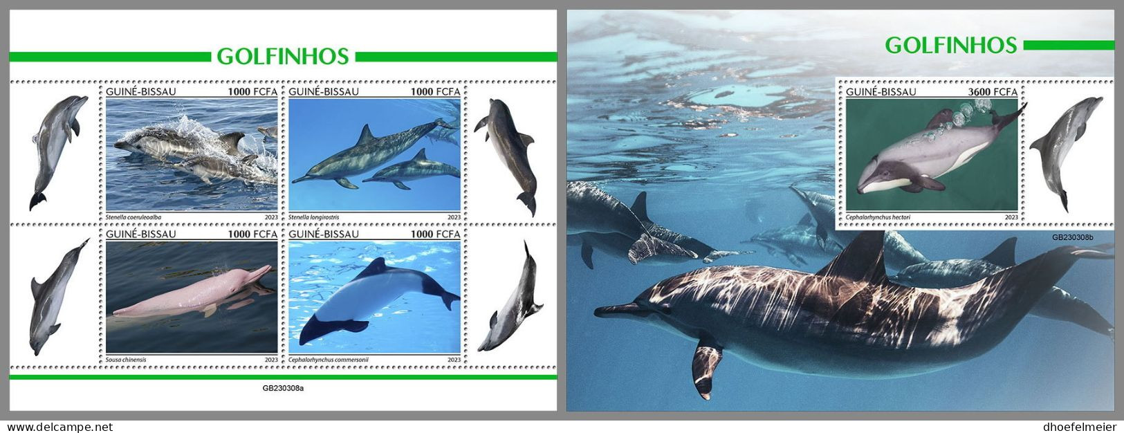 GUINEA-BISSAU 2023 MNH Dolphins Delphine M/S+S/S – IMPERFORATED – DHQ2416 - Dolphins