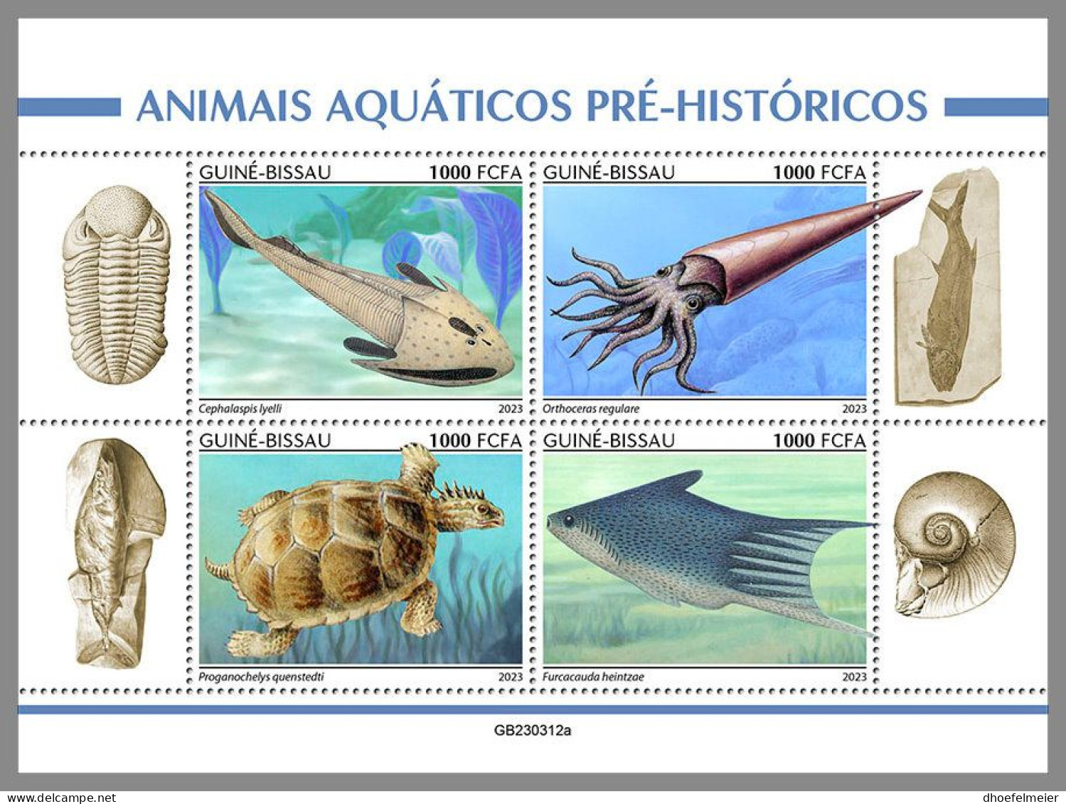 GUINEA-BISSAU 2023 MNH Preh. Water Animals Wassersaurier M/S – IMPERFORATED – DHQ2416 - Prehistorics