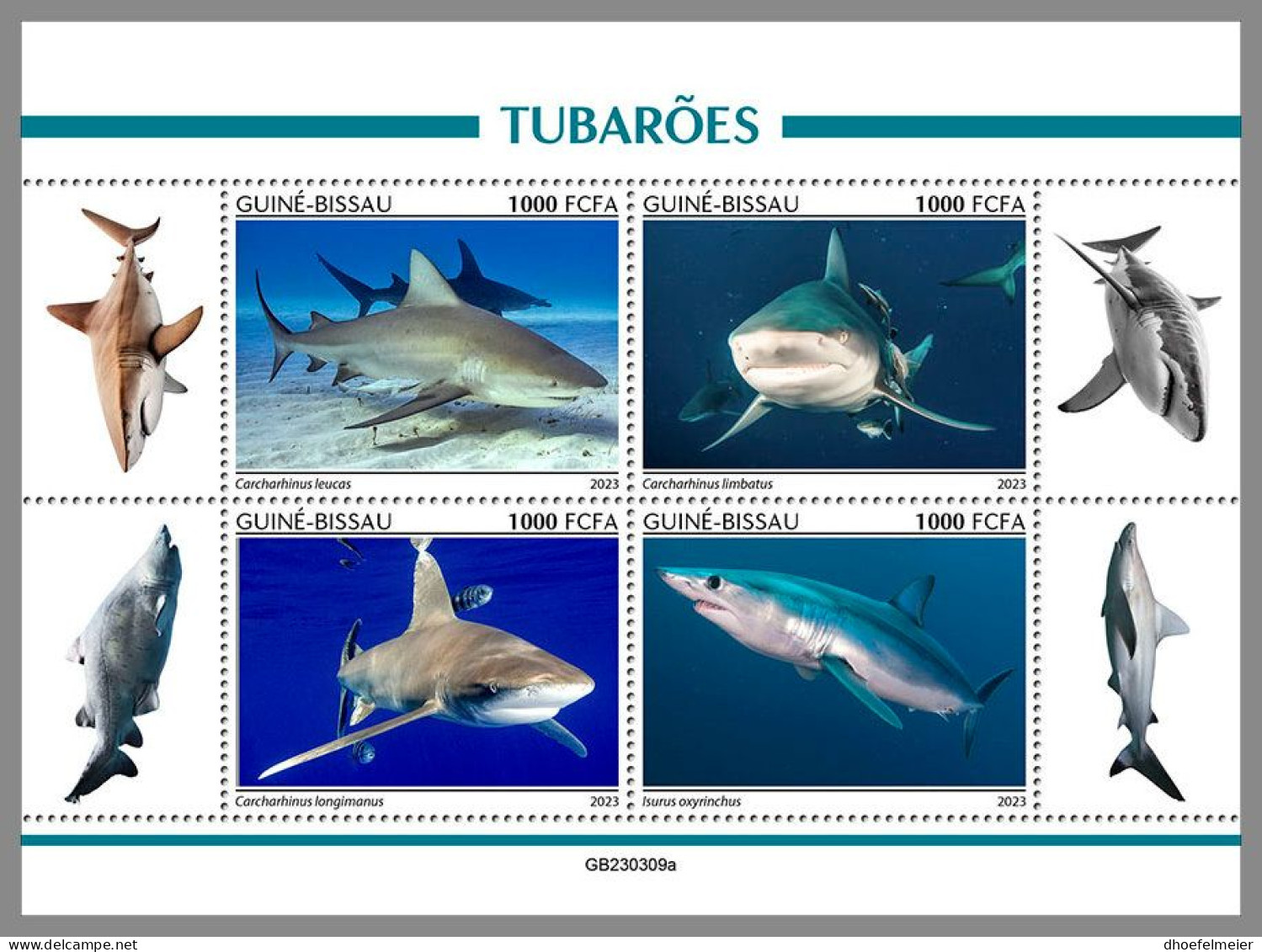 GUINEA-BISSAU 2023 MNH Sharks Haie M/S – IMPERFORATED – DHQ2416 - Andere & Zonder Classificatie