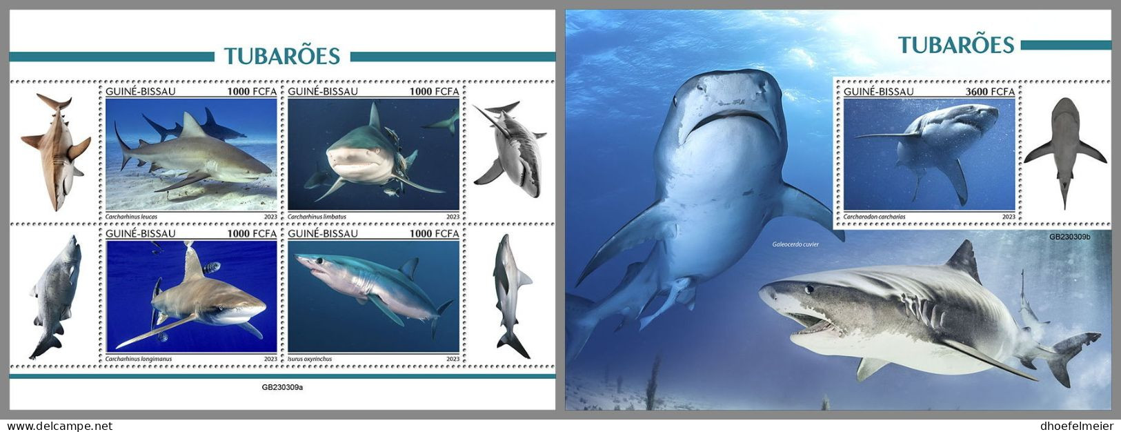 GUINEA-BISSAU 2023 MNH Sharks Haie M/S+S/S – IMPERFORATED – DHQ2416 - Other & Unclassified