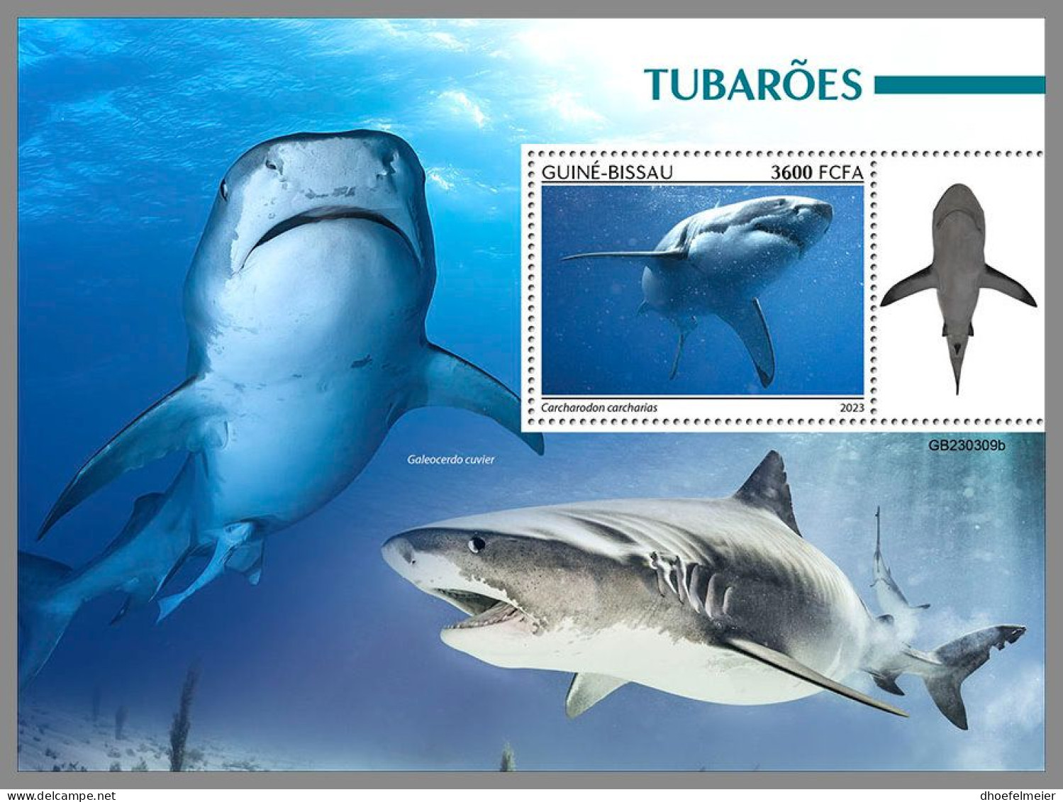 GUINEA-BISSAU 2023 MNH Sharks Haie S/S – IMPERFORATED – DHQ2416 - Other & Unclassified
