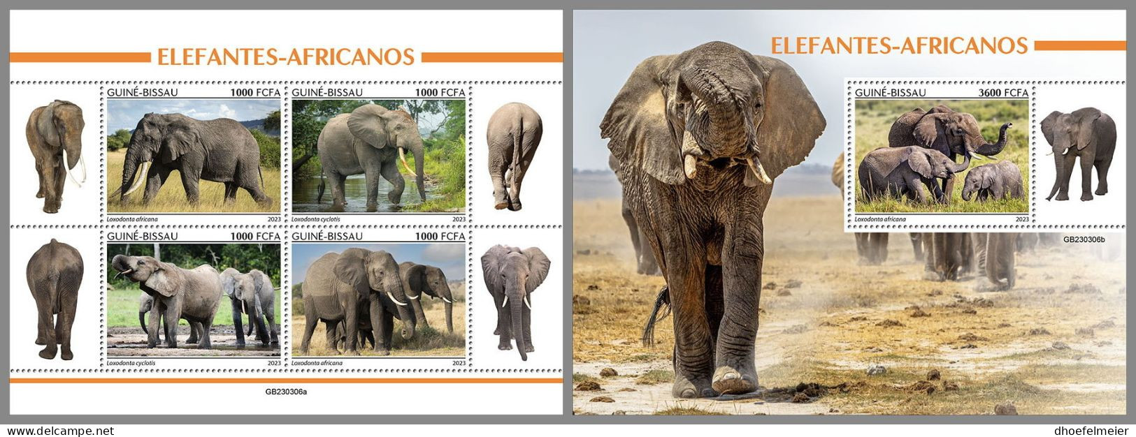 GUINEA-BISSAU 2023 MNH Elephants Elefanten M/S+S/S – IMPERFORATED – DHQ2416 - Olifanten