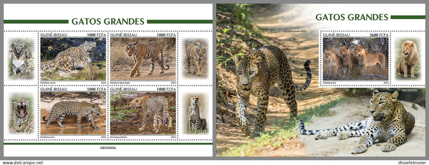 GUINEA-BISSAU 2023 MNH Big Cats Raubkatzen M/S+S/S – IMPERFORATED – DHQ2416 - Raubkatzen