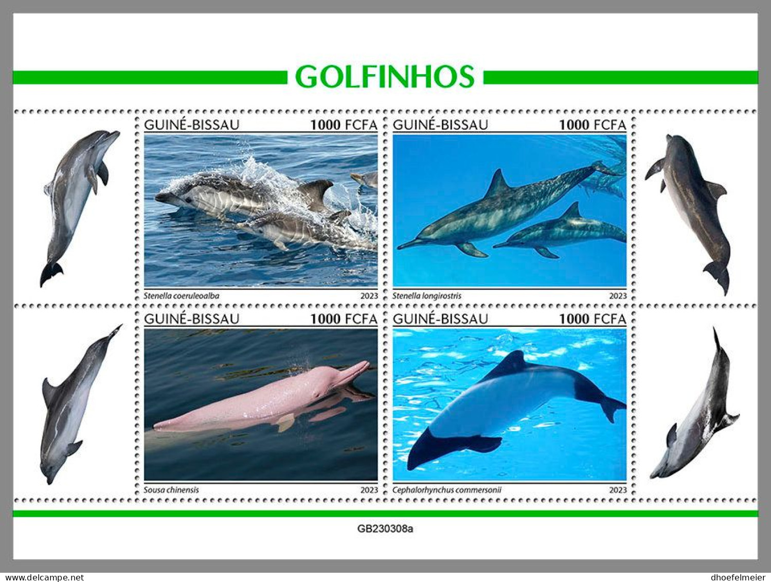 GUINEA-BISSAU 2023 MNH Dolphins Delphine M/S – IMPERFORATED – DHQ2416 - Delfini