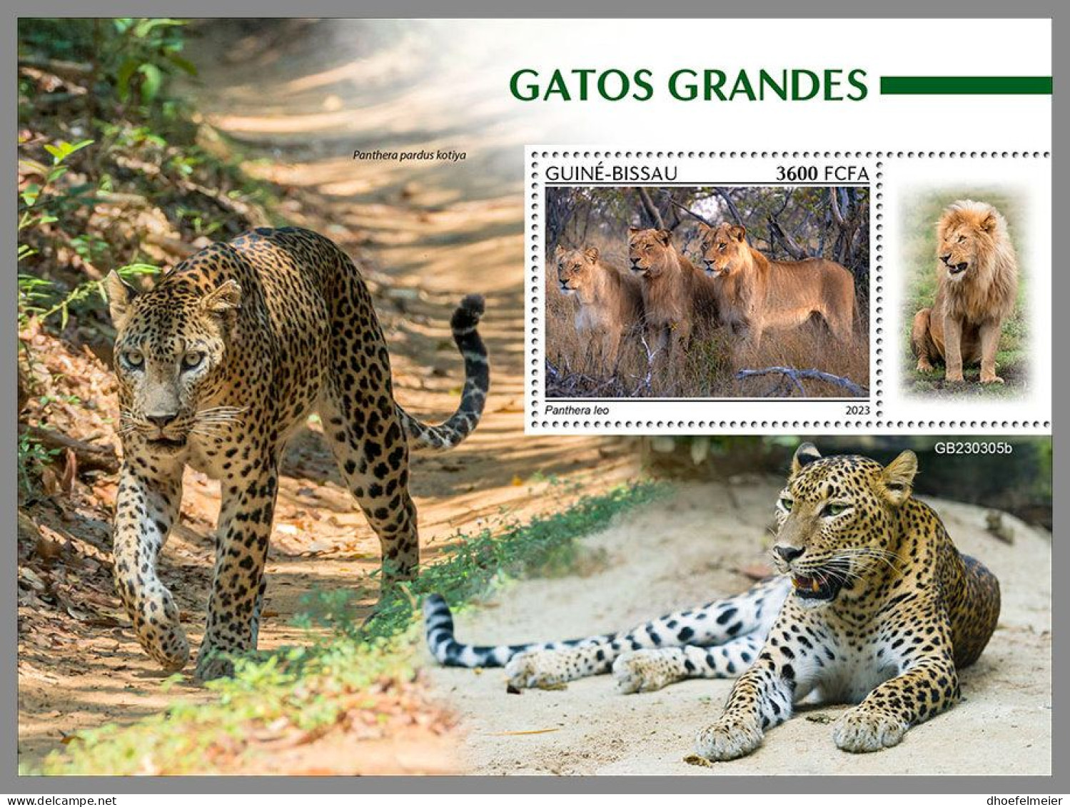 GUINEA-BISSAU 2023 MNH Big Cats Raubkatzen S/S – IMPERFORATED – DHQ2416 - Roofkatten