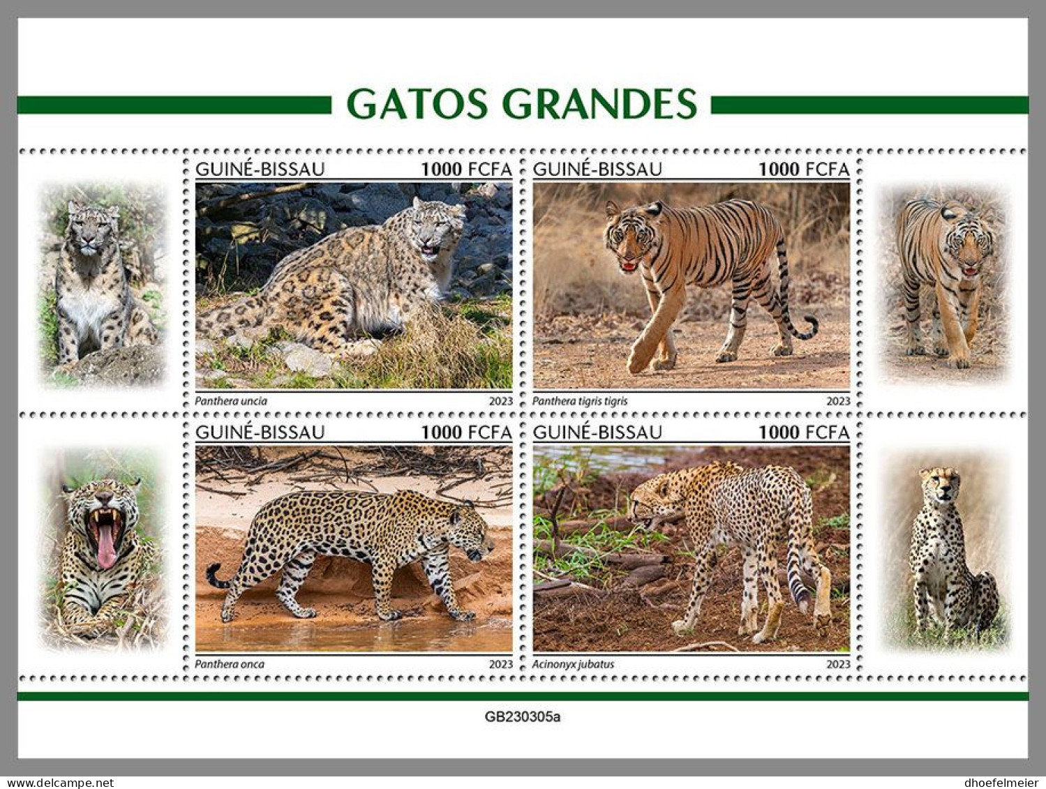 GUINEA-BISSAU 2023 MNH Big Cats Raubkatzen M/S – IMPERFORATED – DHQ2416 - Big Cats (cats Of Prey)