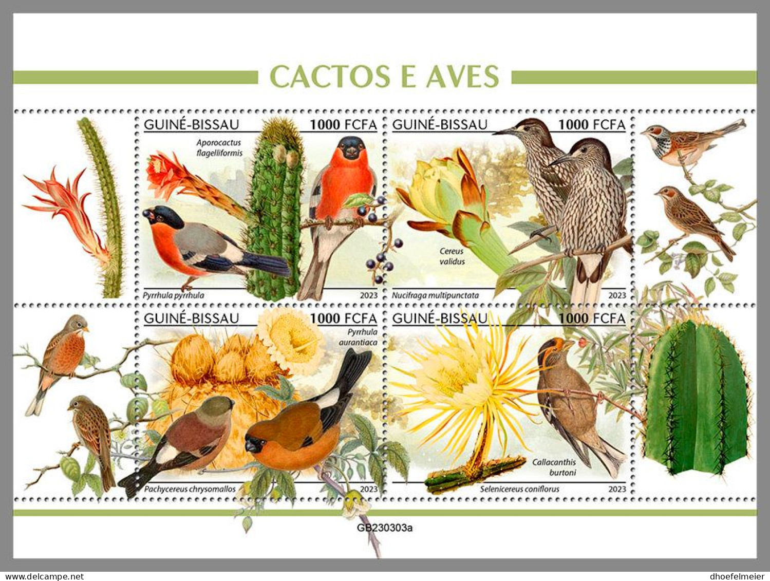 GUINEA-BISSAU 2023 MNH Cactus & Birds Kakteen & Vögel M/S – IMPERFORATED – DHQ2416 - Cactusses