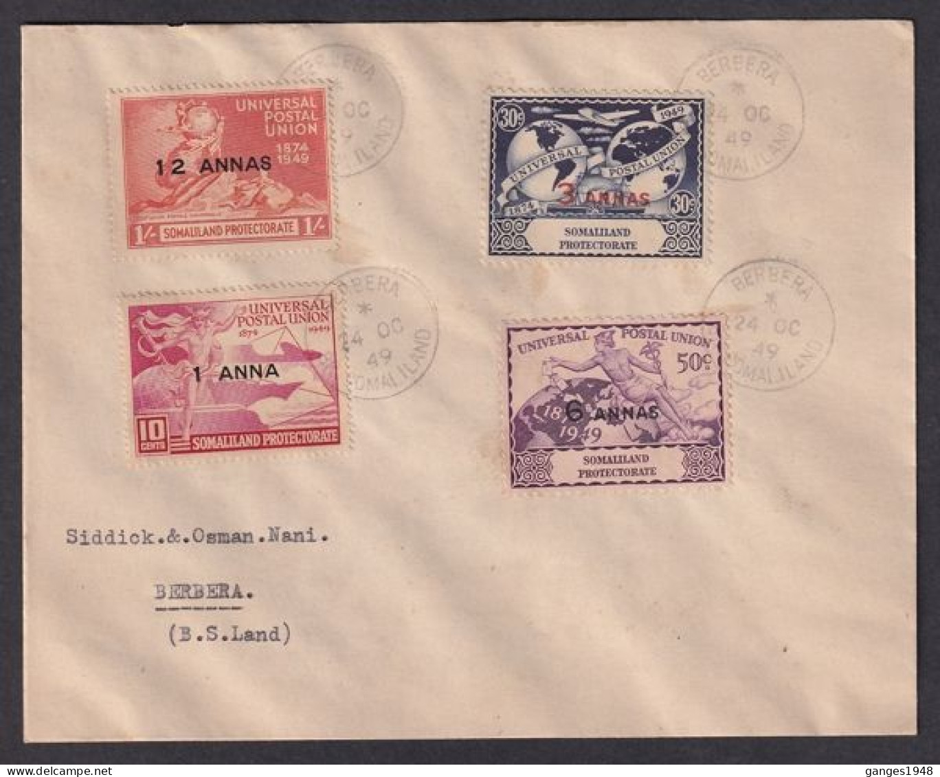 Somaliland Protectorate  1949  U.P.U.  4v  FDC  # 36567 D Inde Indien - Somaliland (Protectorate ...-1959)