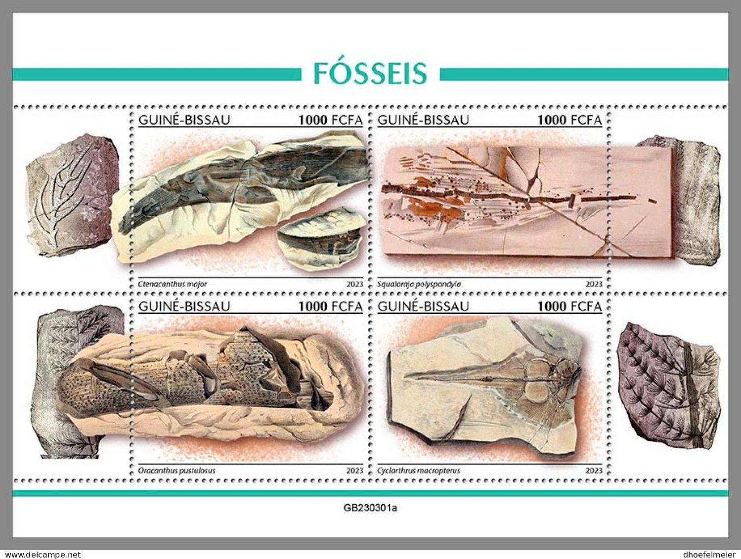 GUINEA-BISSAU 2023 MNH Fossils Fossilien M/S – IMPERFORATED – DHQ2416 - Fossils