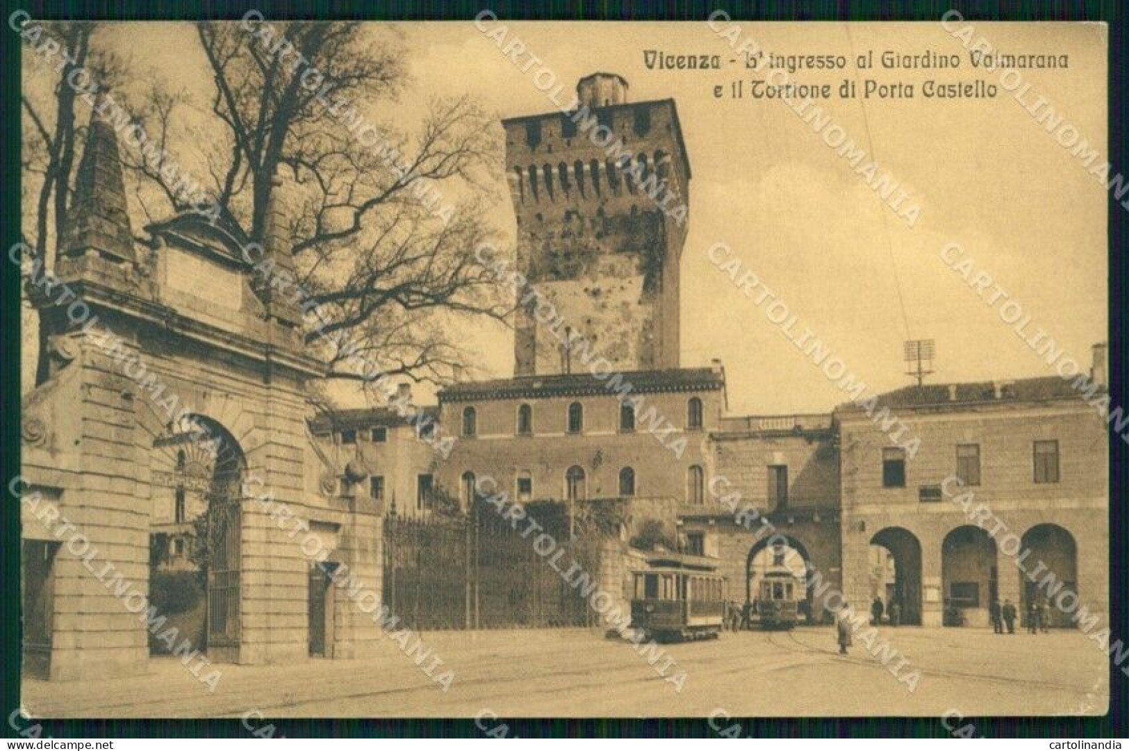 Vicenza Città Ingresso Giardino Valmarana Torrione Tram Cartolina RT1946 - Vicenza