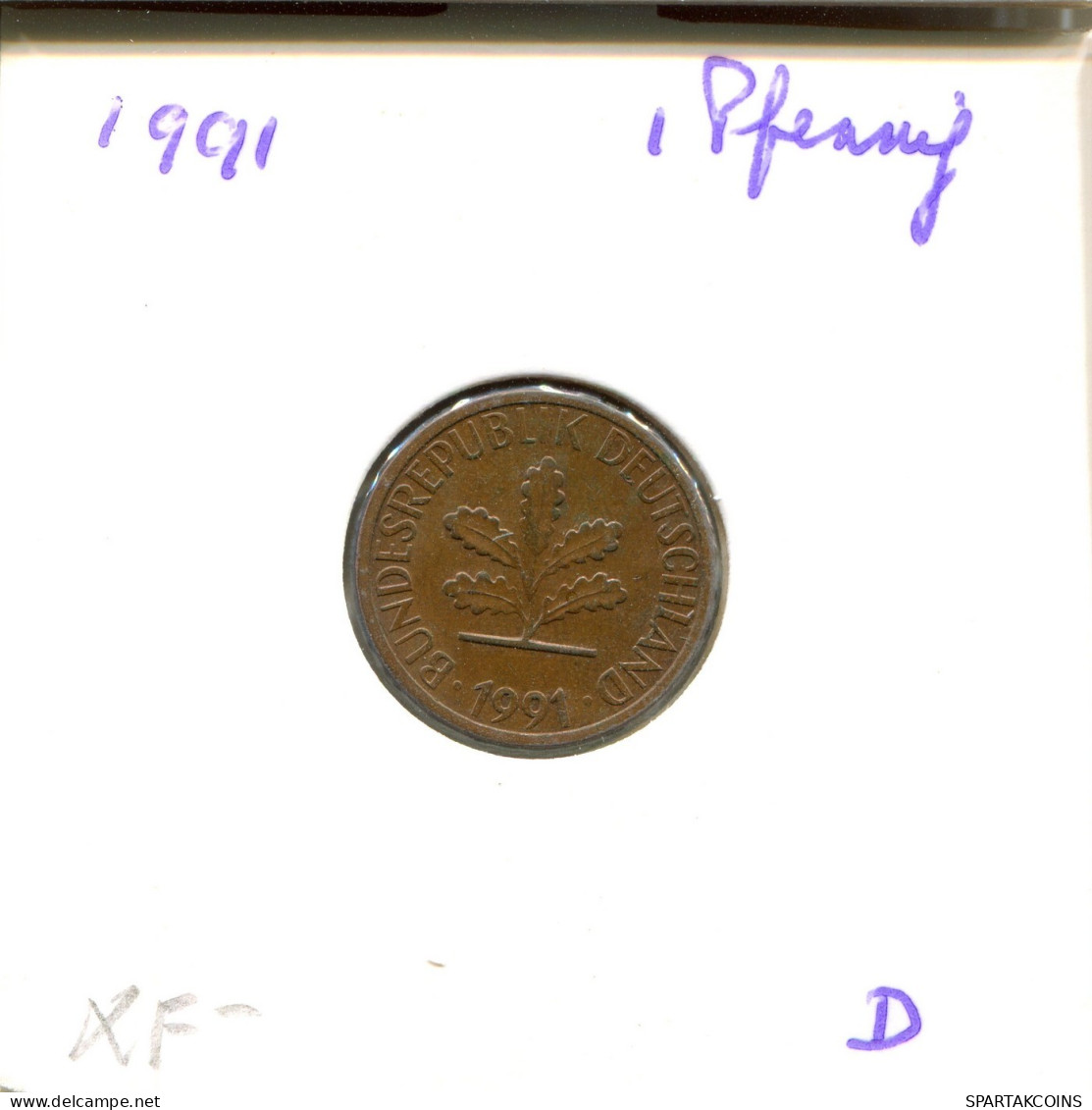 1 PFENNIG 1991 D BRD ALEMANIA Moneda GERMANY #DB088.E.A - 1 Pfennig