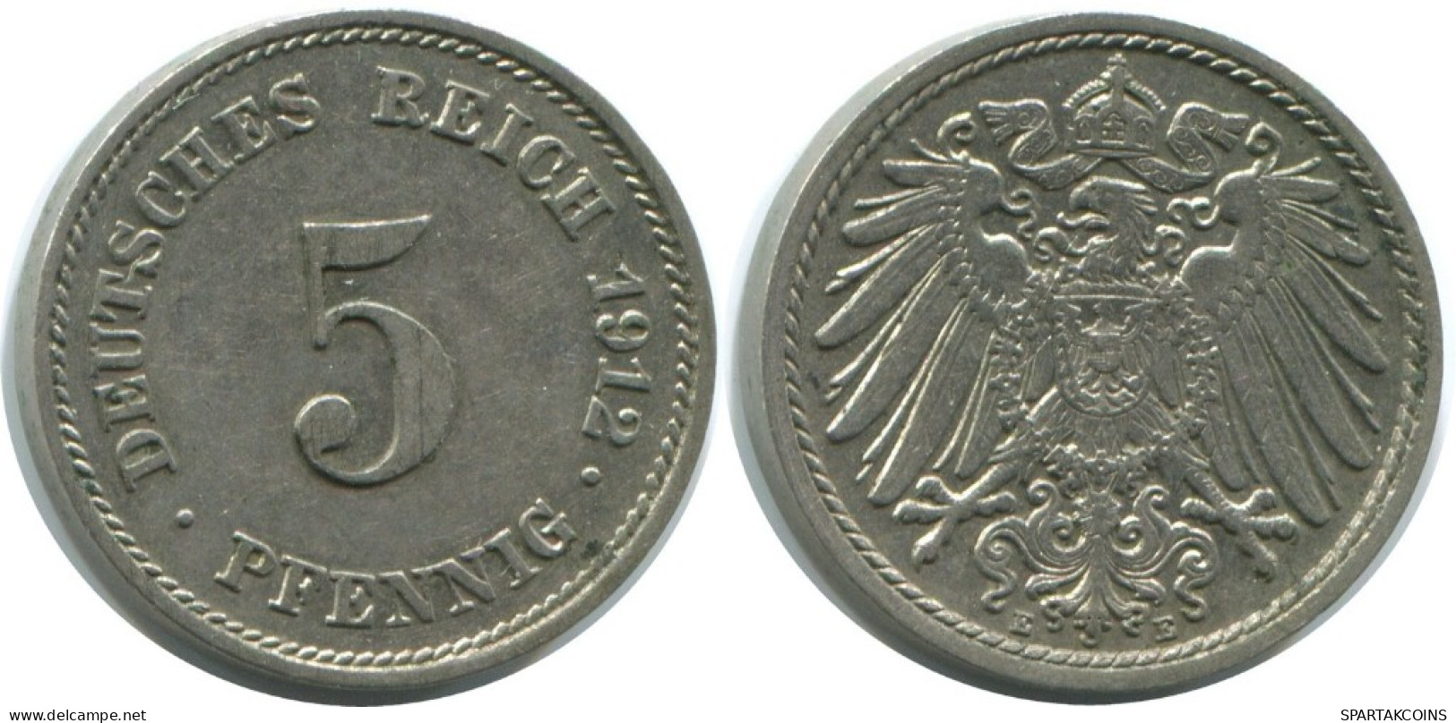 5 PFENNIG 1912 E ALEMANIA Moneda GERMANY #AE625.E.A - 5 Pfennig