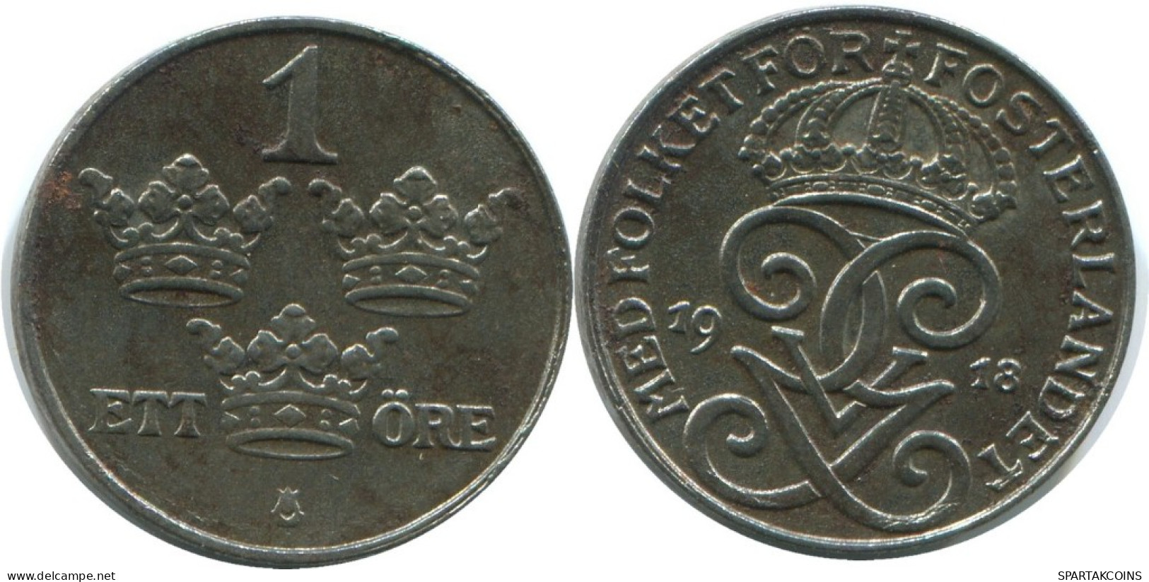 1 ORE 1918 SWEDEN Coin #AD167.2.U.A - Suecia