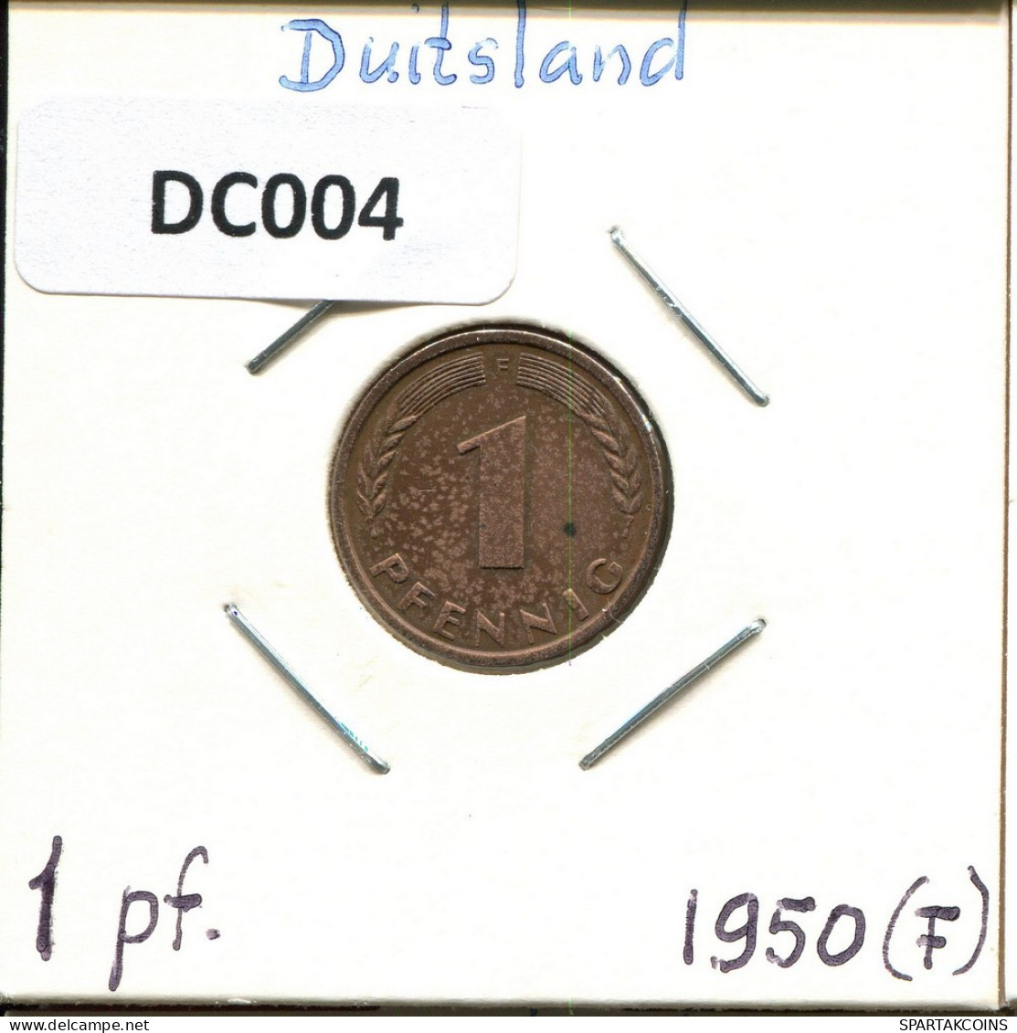 1 PFENNIG 1950 F WEST & UNIFIED GERMANY Coin #DC004.U.A - 1 Pfennig