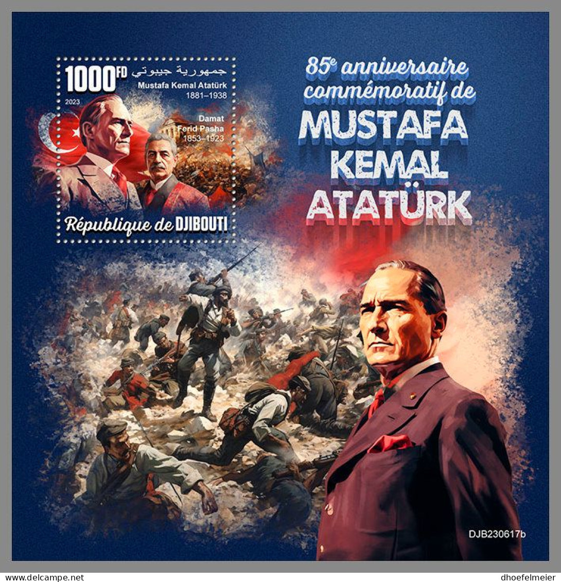 DJIBOUTI 2023 MNH Mustafa Kemal Atatürk S/S – OFFICIAL ISSUE – DHQ2416 - Altri & Non Classificati