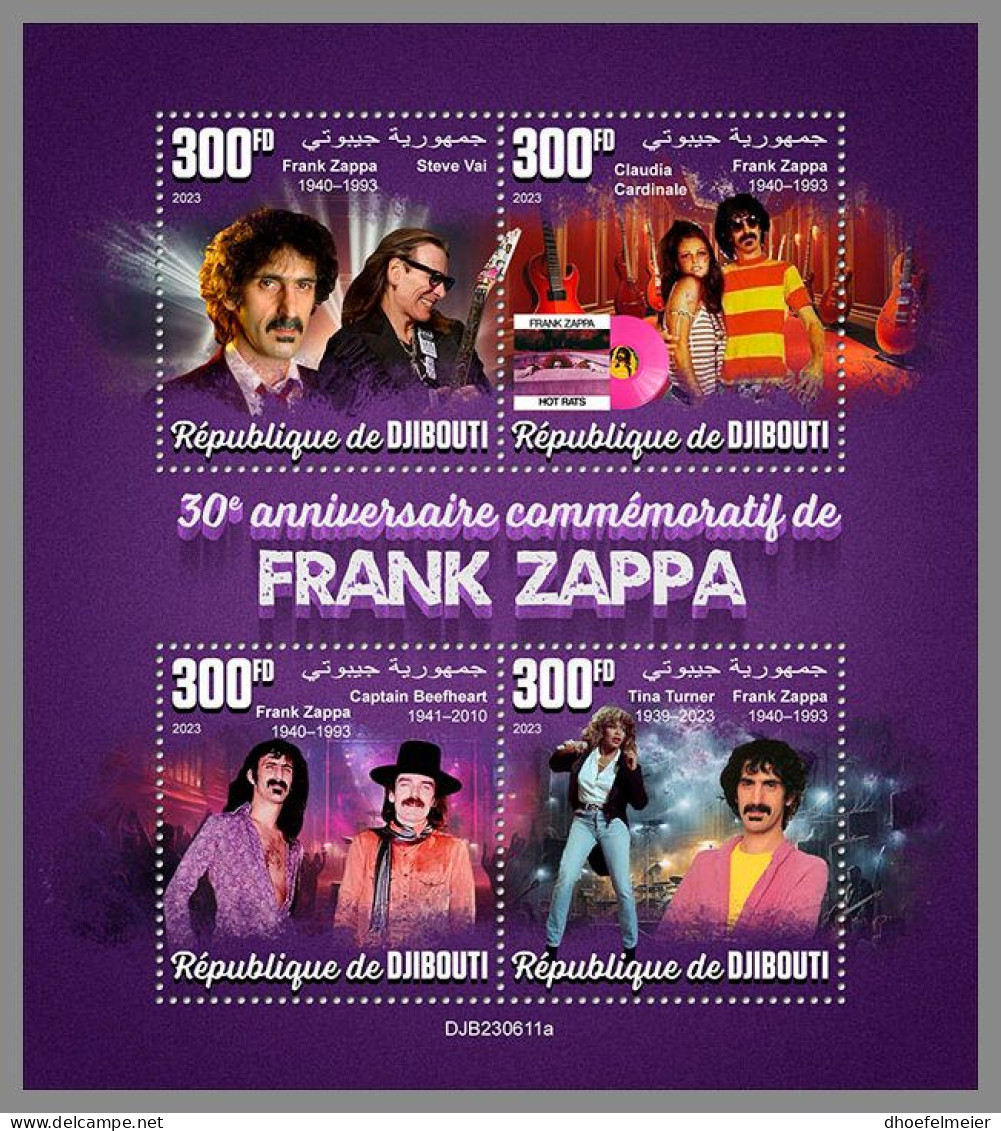 DJIBOUTI 2023 MNH Frank Zappa Music M/S – OFFICIAL ISSUE – DHQ2416 - Musique