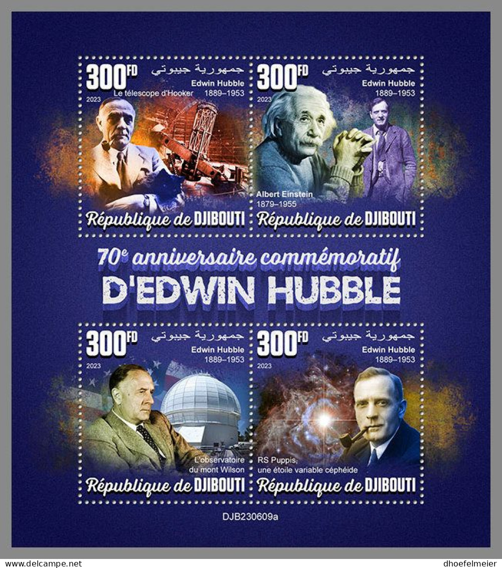 DJIBOUTI 2023 MNH Edwin Hubble Telescope Albert Einstein M/S – OFFICIAL ISSUE – DHQ2416 - Albert Einstein