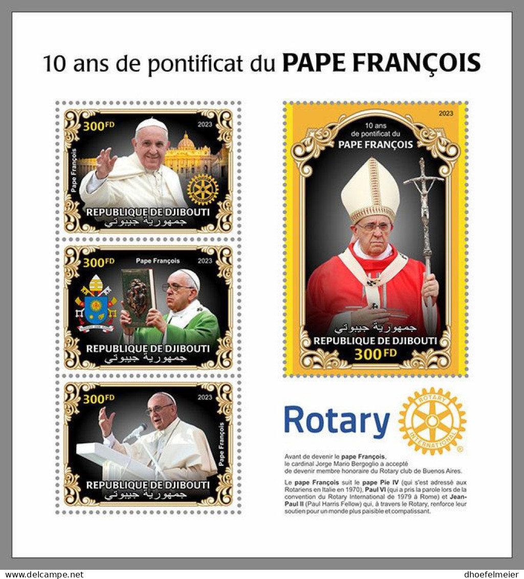 DJIBOUTI 2023 MNH Pope Francis Papst Franziskus Pontificate M/S – OFFICIAL ISSUE – DHQ2416 - Papas