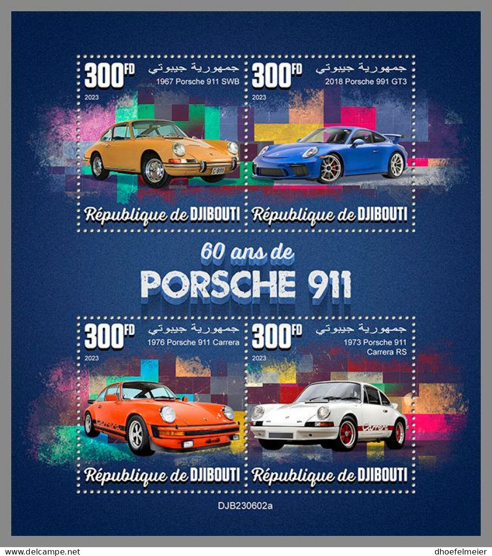 DJIBOUTI 2023 MNH 60 Years Porsche Cars Autos M/S – OFFICIAL ISSUE – DHQ2416 - Cars