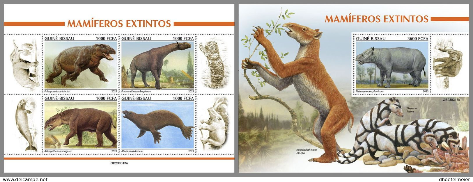 GUINEA-BISSAU 2023 MNH Extinct Mammals Ausgestorben Säugetiere M/S+S/S – OFFICIAL ISSUE – DHQ2416 - Prehistóricos