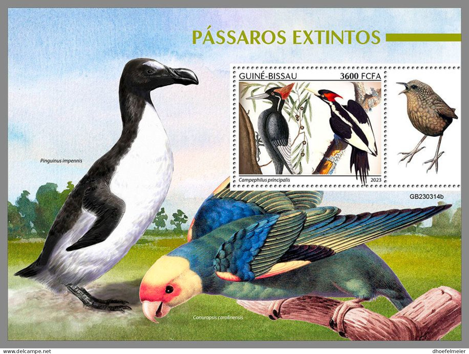 GUINEA-BISSAU 2023 MNH Extinct Birds Ausgestorbene Vögel S/S – OFFICIAL ISSUE – DHQ2416 - Preistorici