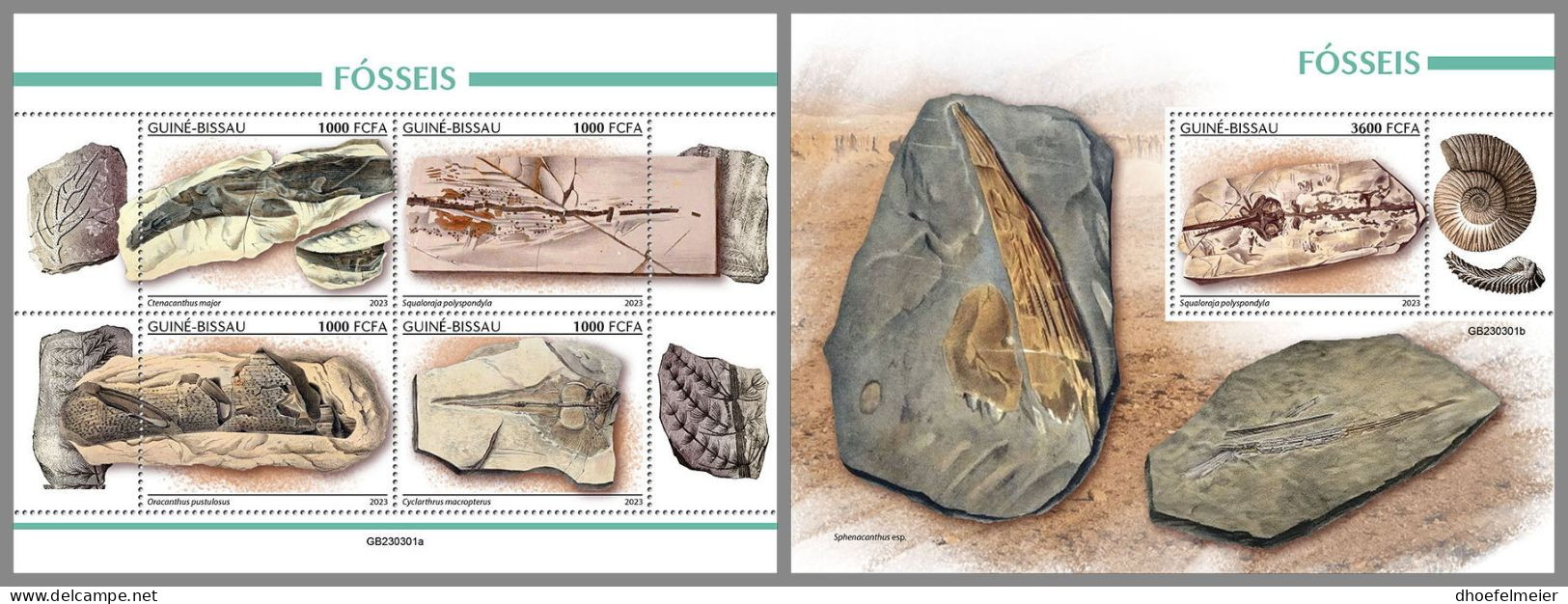 GUINEA-BISSAU 2023 MNH Fossils Fossilien M/S+S/S – OFFICIAL ISSUE – DHQ2416 - Fossils