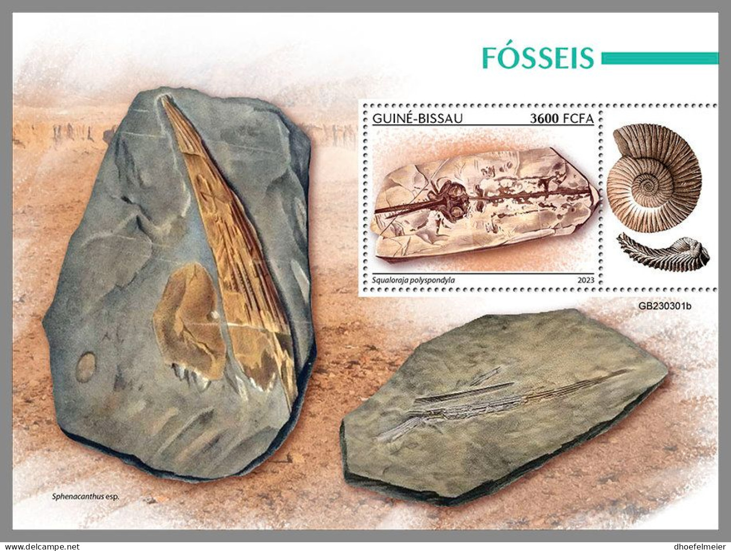 GUINEA-BISSAU 2023 MNH Fossils Fossilien S/S – OFFICIAL ISSUE – DHQ2416 - Fossili