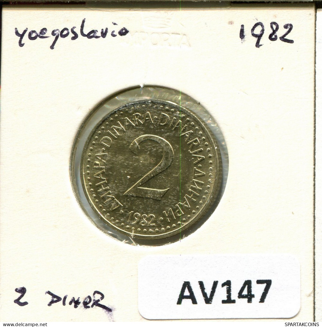 2 DINARA 1982 YUGOSLAVIA Moneda #AV147.E.A - Joegoslavië