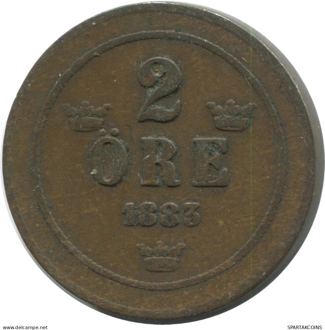 2 ORE 1883 SCHWEDEN SWEDEN Münze #AD003.2.D.A - Suède