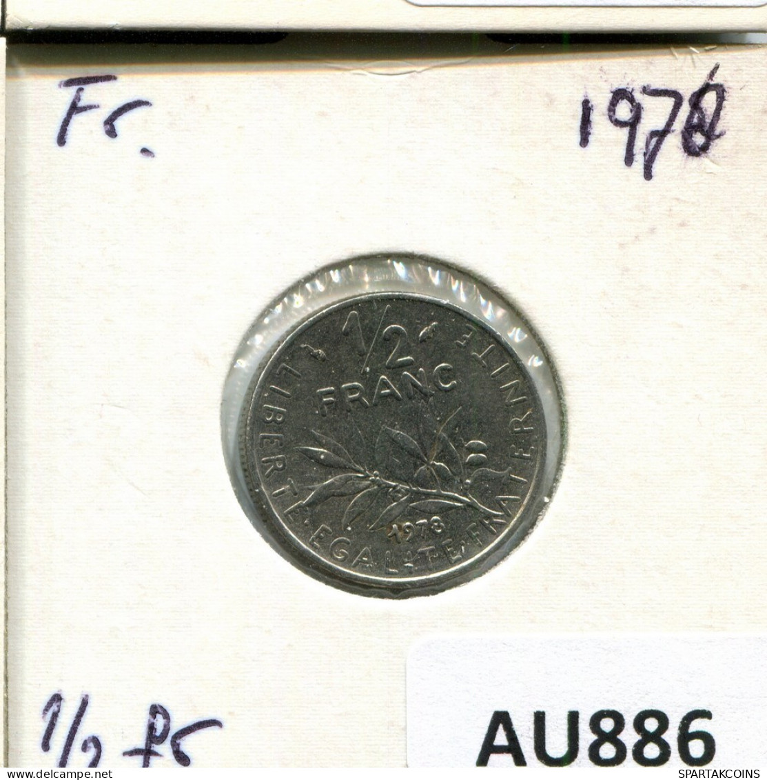 1/2 FRANC 1978 FRANCIA FRANCE Moneda #AU886.E.A - 1/2 Franc