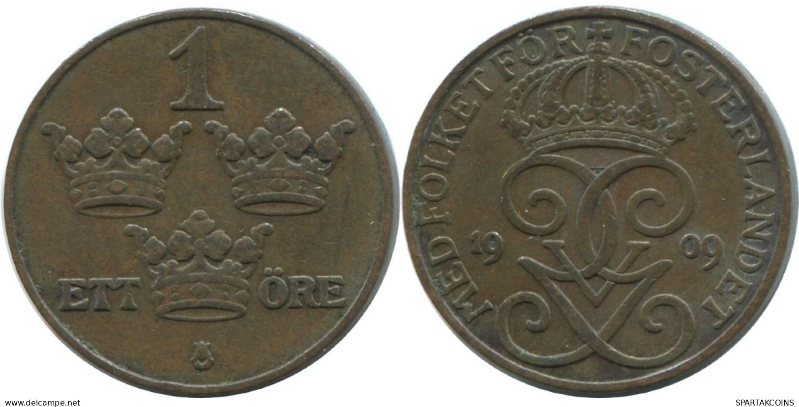1 ORE 1909 SUECIA SWEDEN Moneda #AD341.2.E.A - Suède