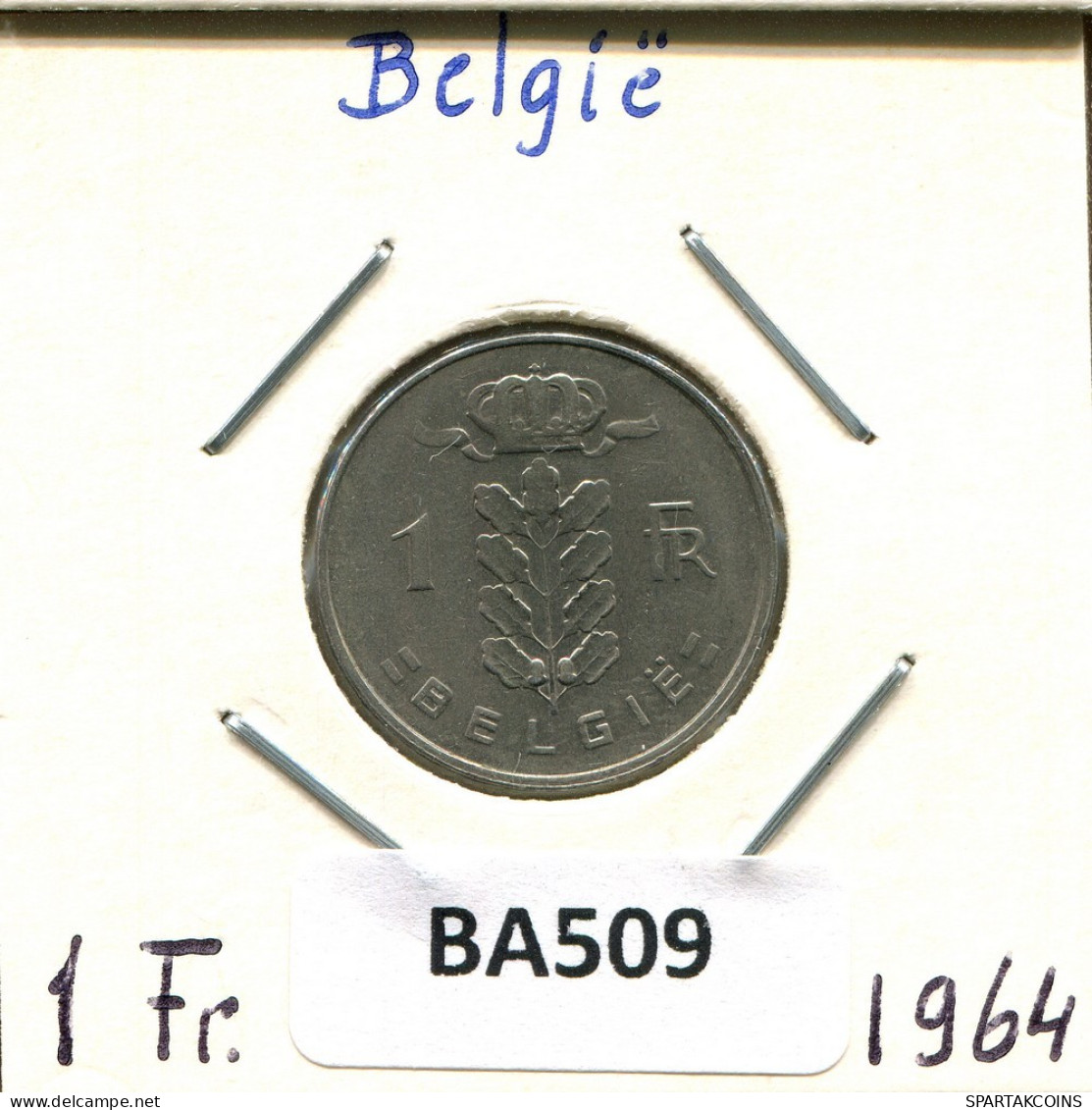 1 FRANC 1964 DUTCH Text BELGIQUE BELGIUM Pièce #BA509.F.A - 1 Franc