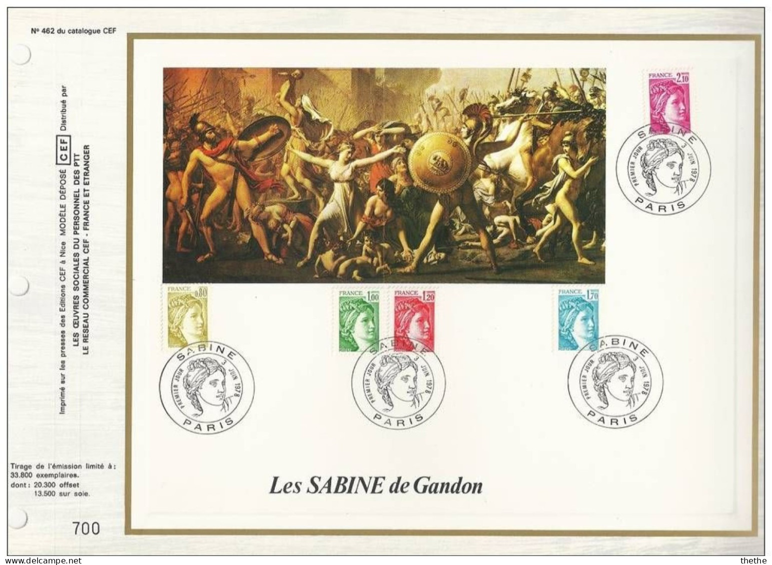 FRANCE - Les SABINE De Gandon - N° 462 Du Catalogue CEF - 1970-1979