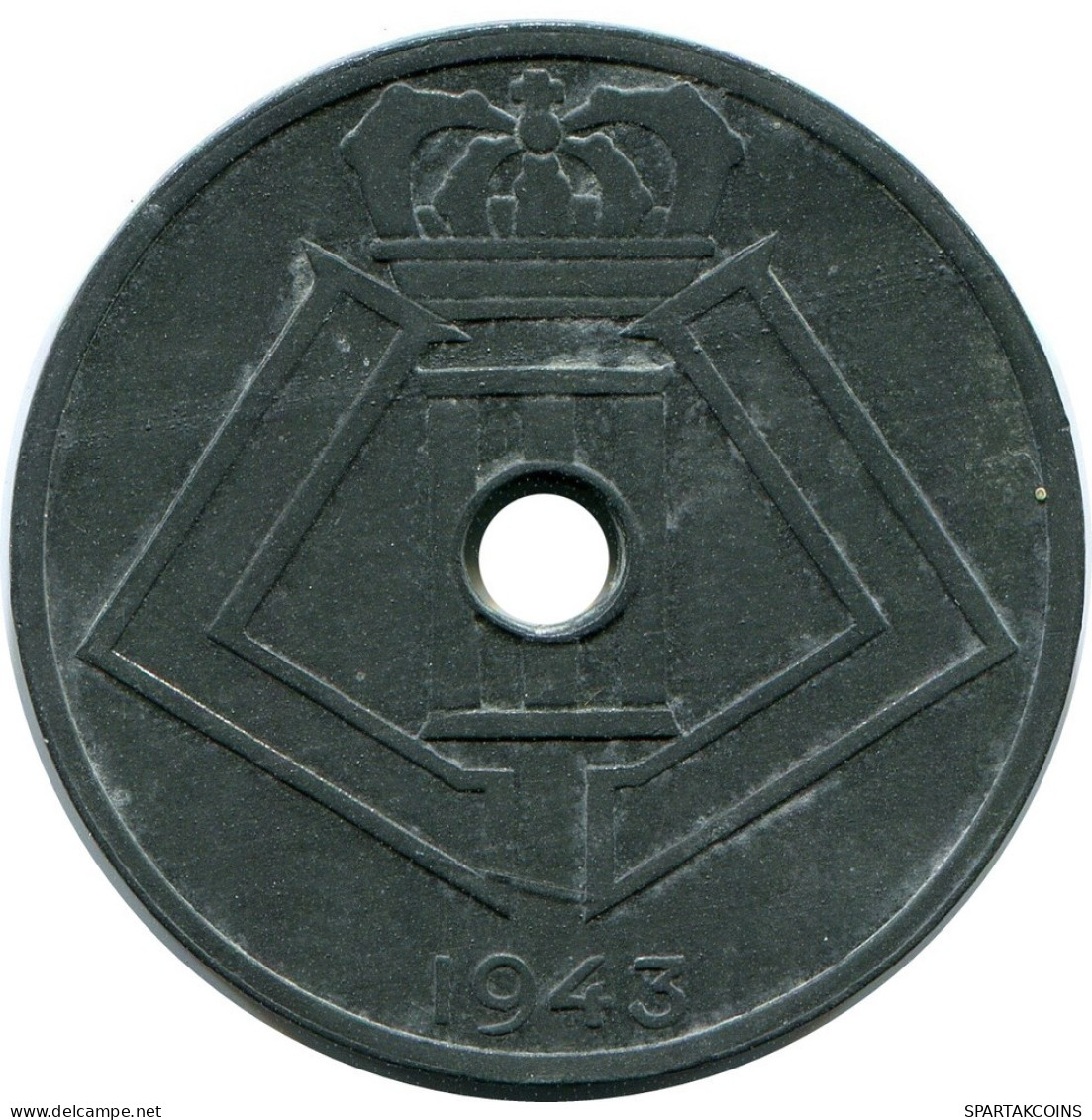 25 CENTIMES 1943 FRENCH Text BÉLGICA BELGIUM Moneda #BA424.E.A - 25 Cents