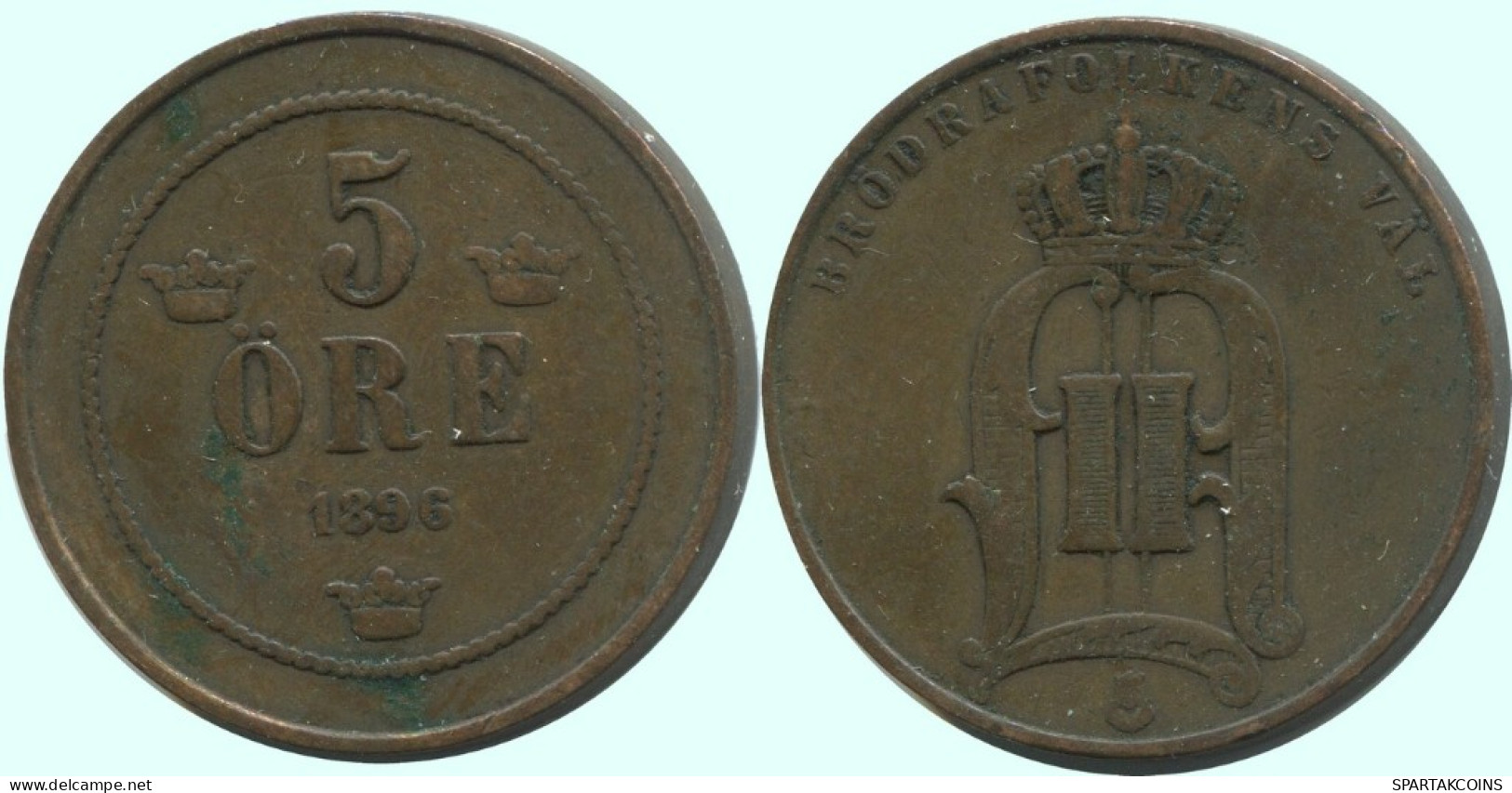 5 ORE 1896 SWEDEN Coin #AC652.2.U.A - Suède