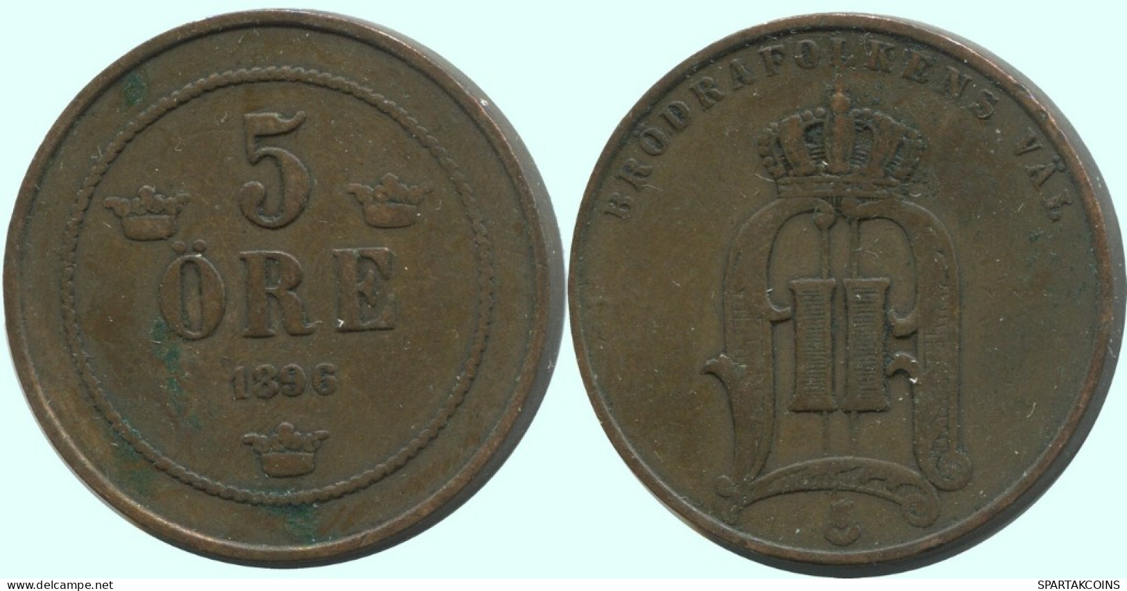 5 ORE 1896 SWEDEN Coin #AC652.2.U.A - Sweden