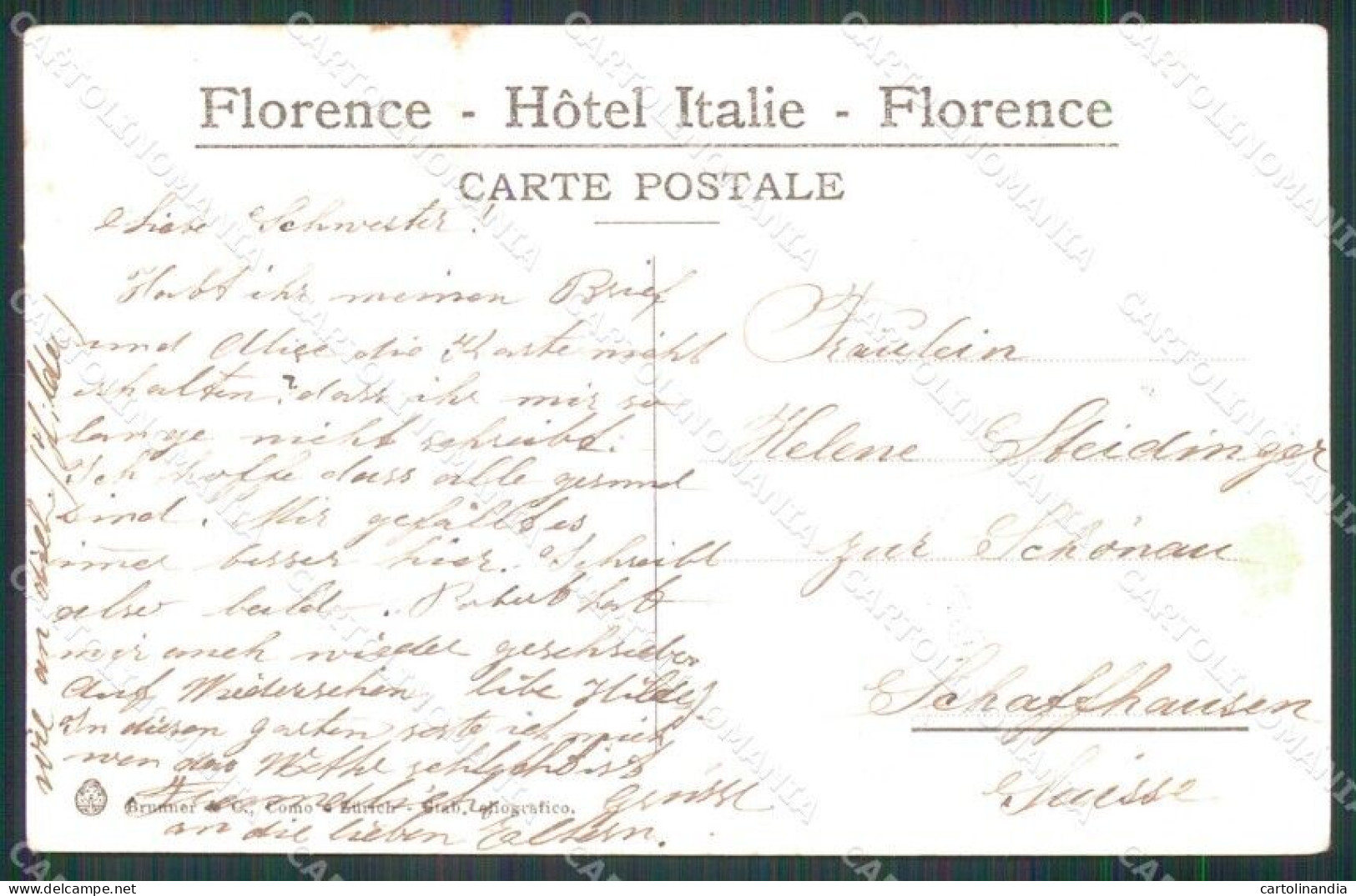 Firenze Città Hotel Italie Giardino Con Palme Brunner Cartolina RT2906 - Firenze (Florence)