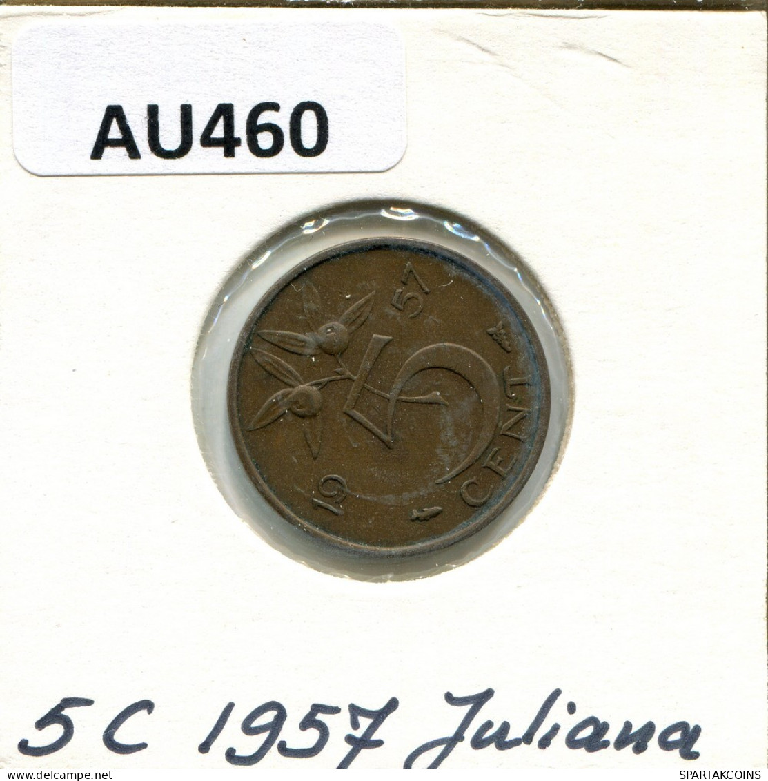 5 CENTS 1957 NEERLANDÉS NETHERLANDS Moneda #AU460.E.A - 1948-1980: Juliana