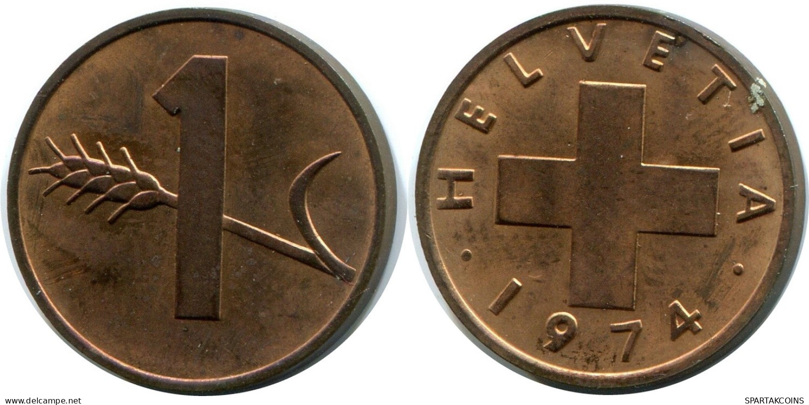 1 RAPPEN 1974 SUIZA SWITZERLAND Moneda #AY103.3.E.A - Andere & Zonder Classificatie