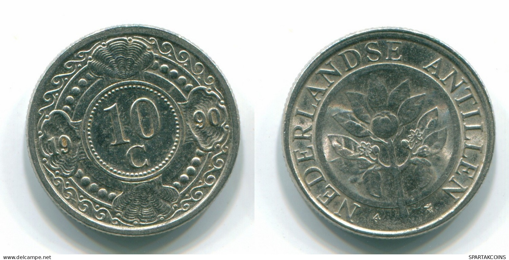 10 CENTS 1990 ANTILLAS NEERLANDESAS Nickel Colonial Moneda #S11352.E.A - Niederländische Antillen