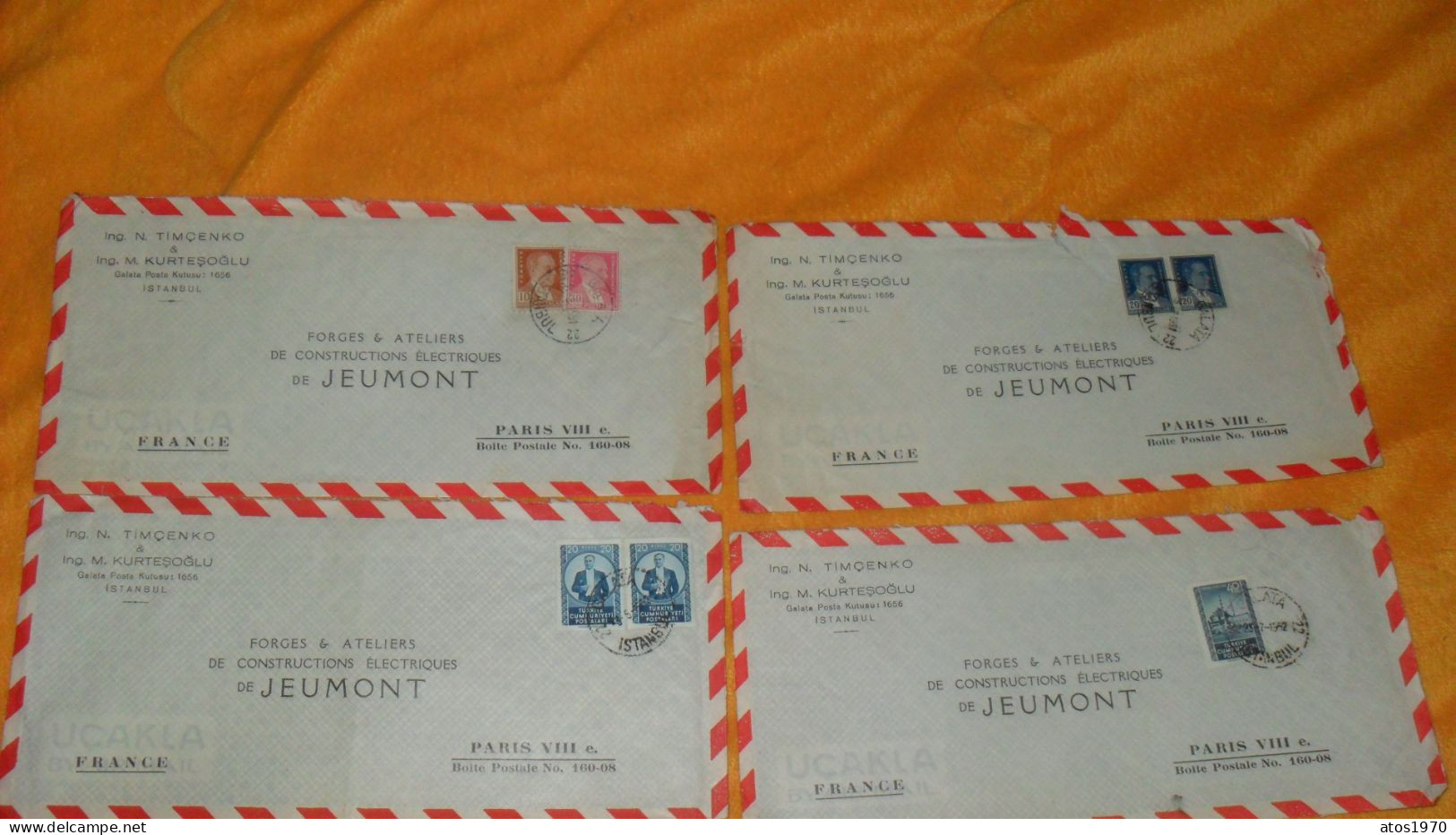 LOT 4  GRANDES ENVELOPPES ANCIENNES DE 1951 ET 1952../ ING. N. TIMCENKO & ING. M. KURTESOGLU ISTANBUL TURQUIE..CACHETS - Covers & Documents