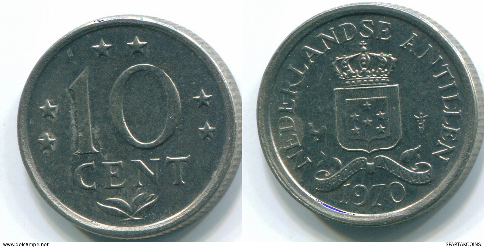 10 CENTS 1970 ANTILLAS NEERLANDESAS Nickel Colonial Moneda #S13361.E.A - Niederländische Antillen