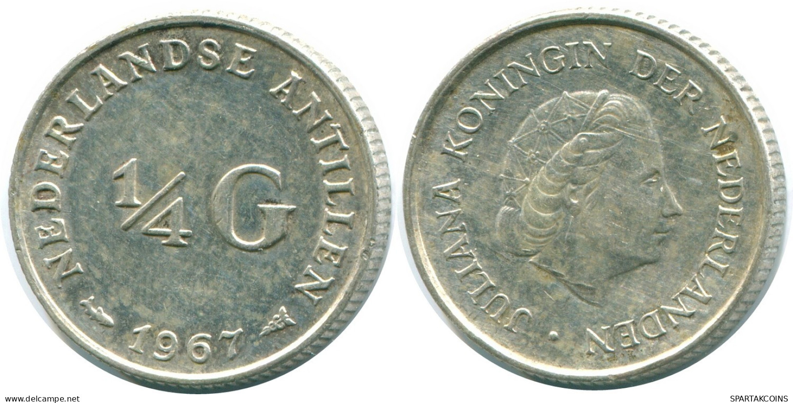 1/4 GULDEN 1967 ANTILLAS NEERLANDESAS PLATA Colonial Moneda #NL11441.4.E.A - Niederländische Antillen