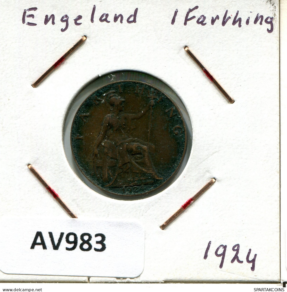 FARTHING 1924 UK GREAT BRITAIN Coin #AV983.U.A - B. 1 Farthing